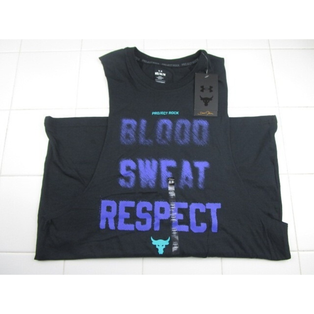 Under Armour Project Rock Blood Sweat Respect Black Muscle Tank Men's Medium